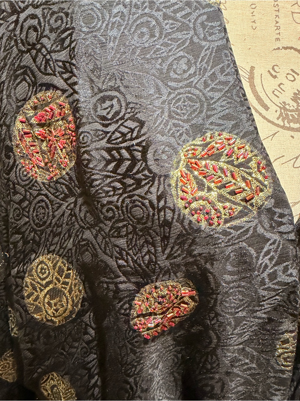 VTG Norma Walters Neiman Marcus Silk Beaded Medallion Maxi Skirt Set 8 - Picture 3 of 7